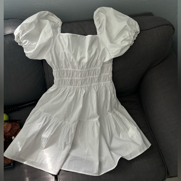 Pinko Abriolas Puff Sleeve White Mini Dress - Picture 5 of 6